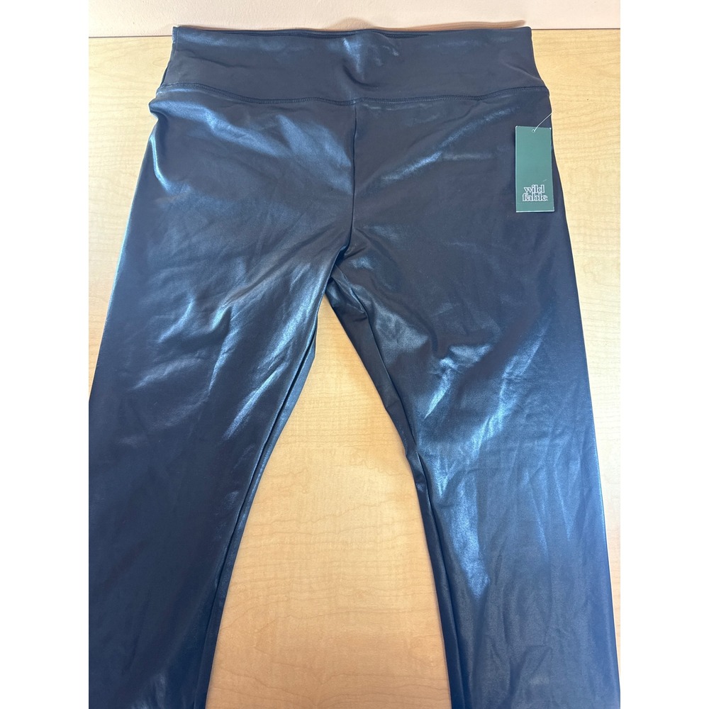 Wild‎ Fable Black Faux Leather High Rise Shine Leggings Womens XL NWT